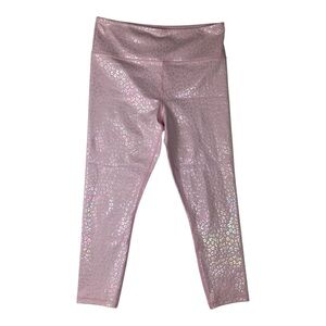 Zyia Active size 12 large Pink Leopard Print Leggings metallic cheetah animal cr